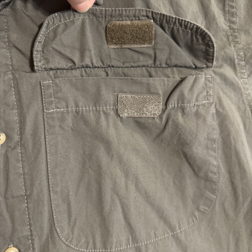 Wrangler Fishing Shirt Mens Medium Vented Short Sleeve Green Army Gray Outdoors - Picture 10 of 12
